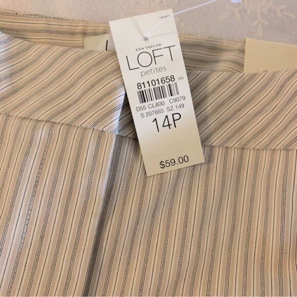 Ann Taylor Loft Career Cropped Pants Petite Taupe? or Beige? & White Sz 14P NWT - Picture 3 of 7
